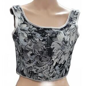 Women's Floral Pattern Vintage Corset Tie Front Lace-up Back Bustier Shapewear